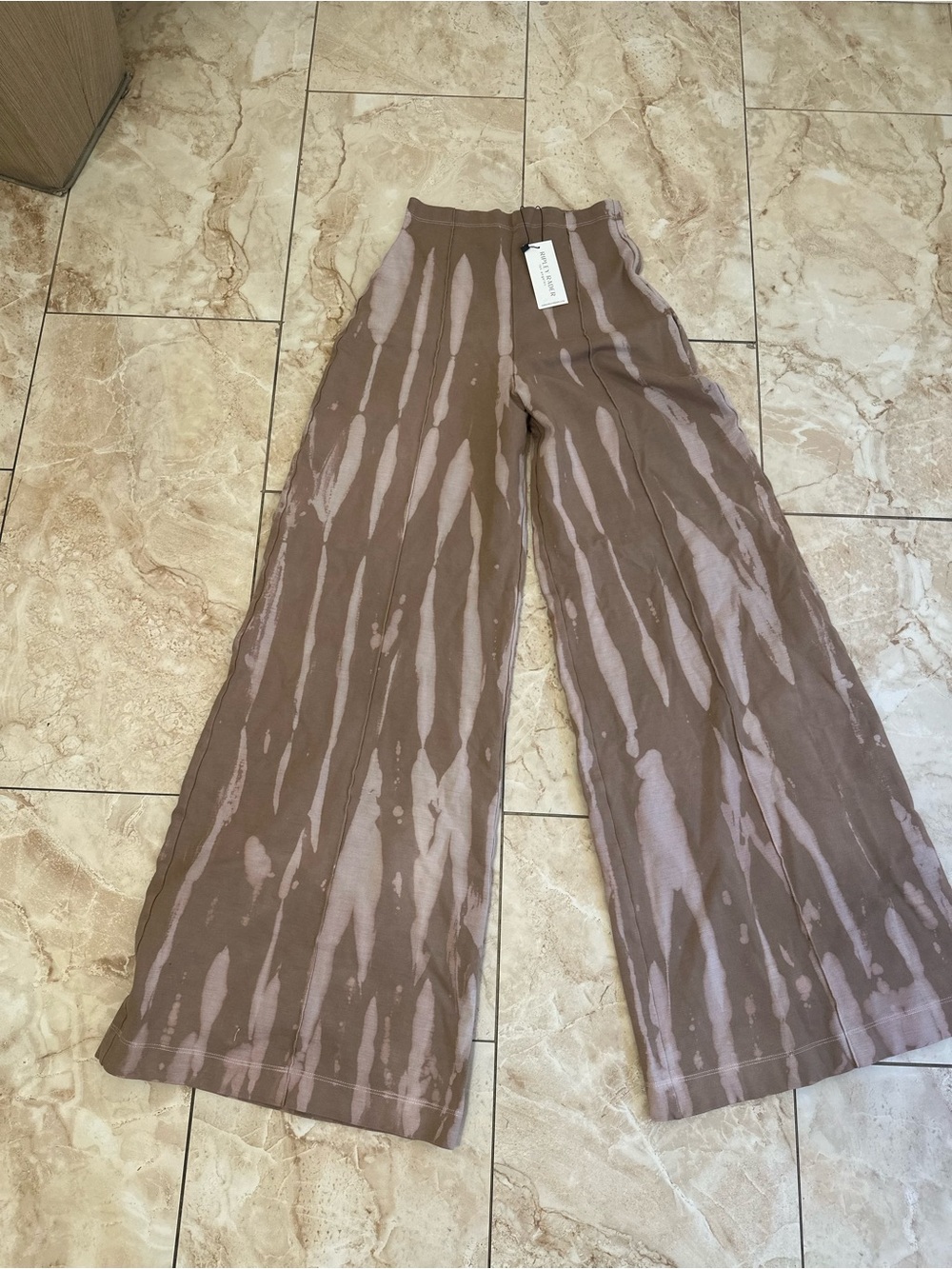 Tie-Dye Wide-Leg Knit Pants - Brown